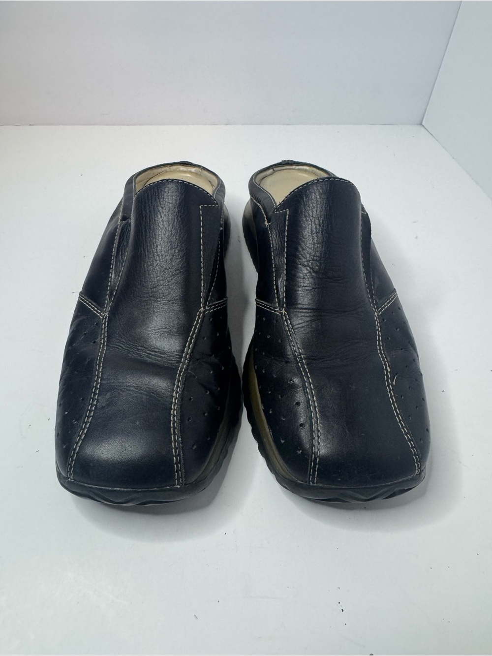 Anne Klein Black Leather Mules Women's Size 8M